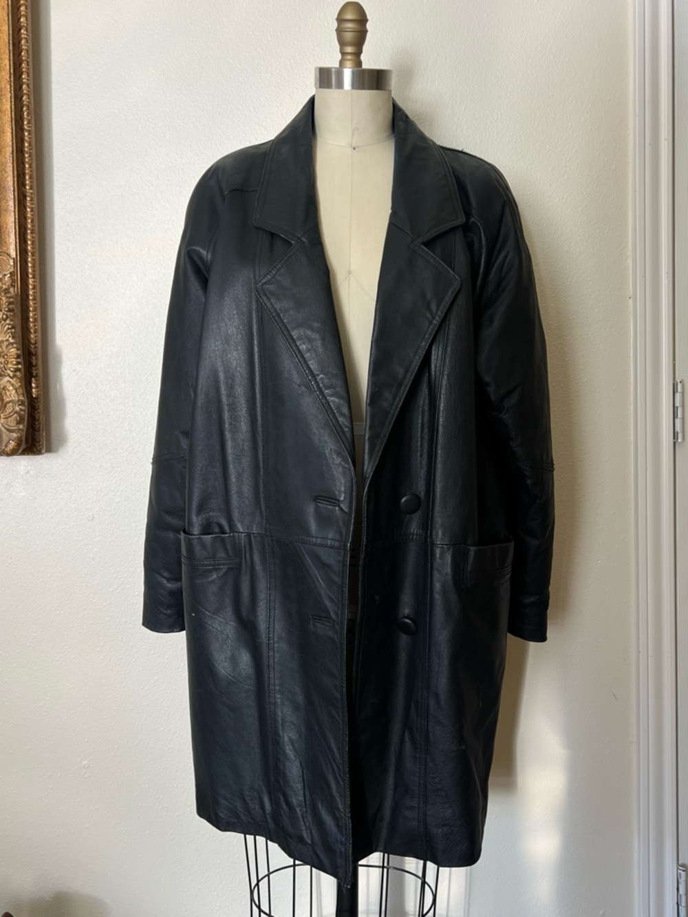 Vintage Black Leather Coat - Women's Leather Jacket